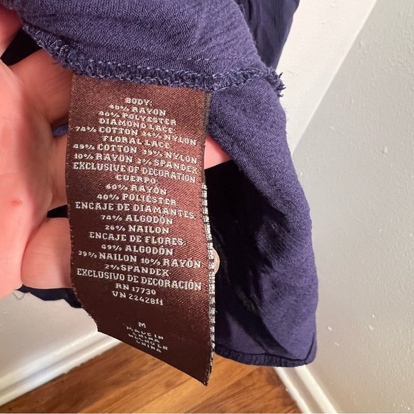 Knox Rose Open Front Cardigan Navy Blue Crochet Lace M - Picture 9 of 9